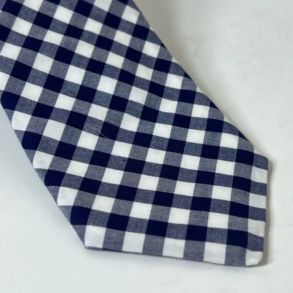 J. Crew Navy Gingham Slim Checkered Summer Spring Casual Tie